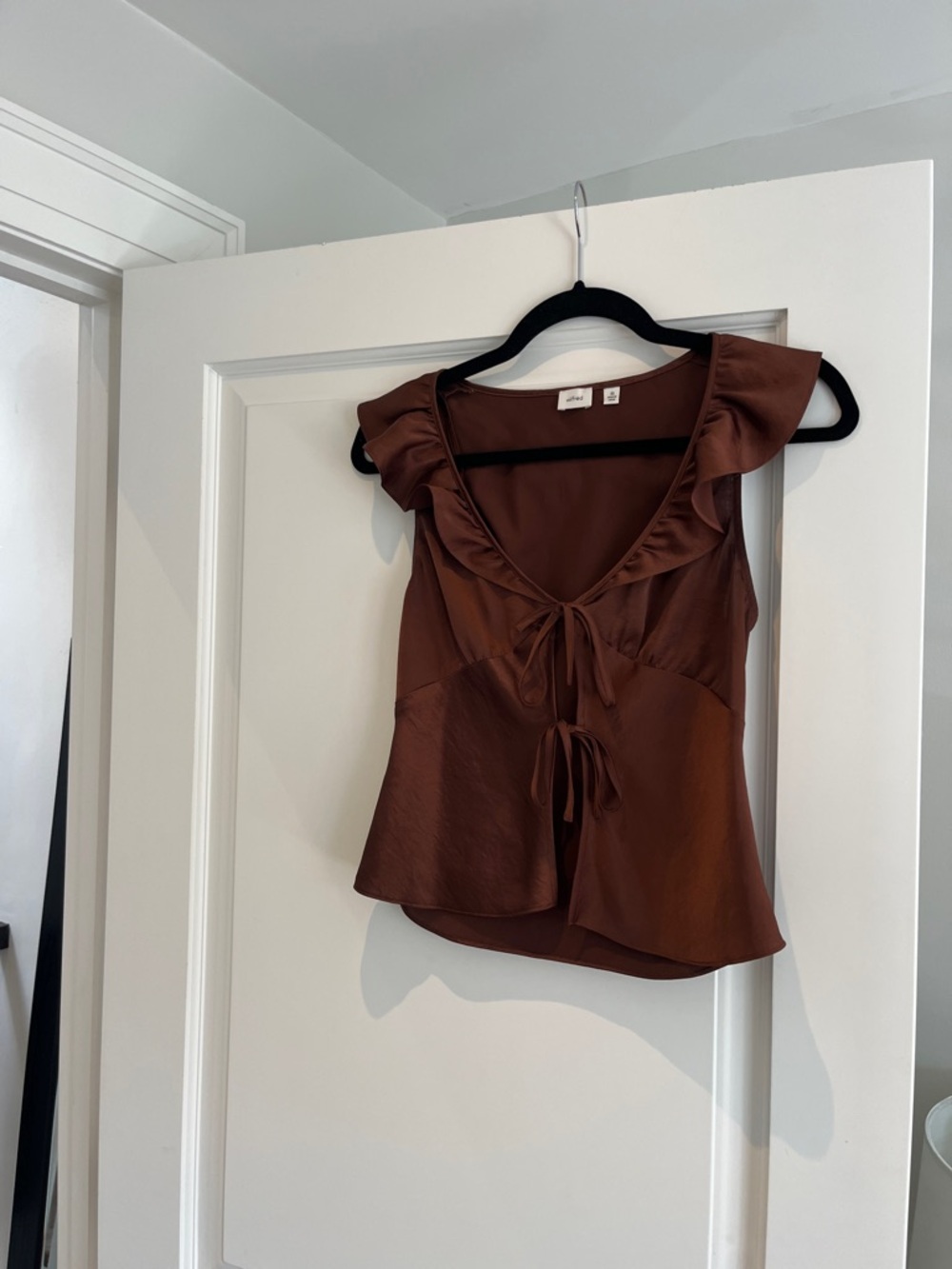 Wilfred Brown Ruffle Tie-Front Camisole